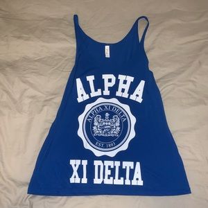 Alpha Xi Delta Crest Flowy Blue Tank Top - S